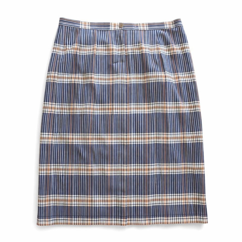 Pendleton Blue Plaid Lined Midi Skirt 10 Blue Tan Preppy Academia Cotton Lined